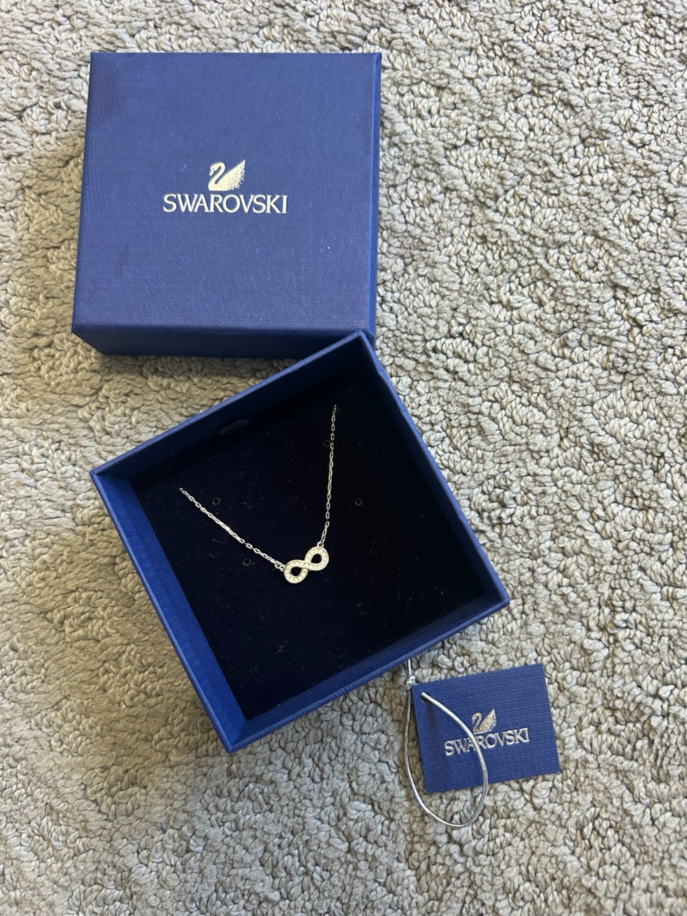 Swarovski Gold Tone Crystal Infinity Necklace - Gold